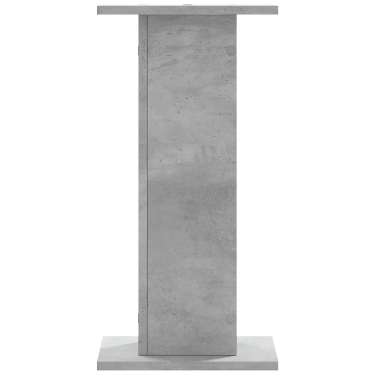 Ein grauer Betonständer in Form eines großen "I" mit einer Basis und einer Oberseite.