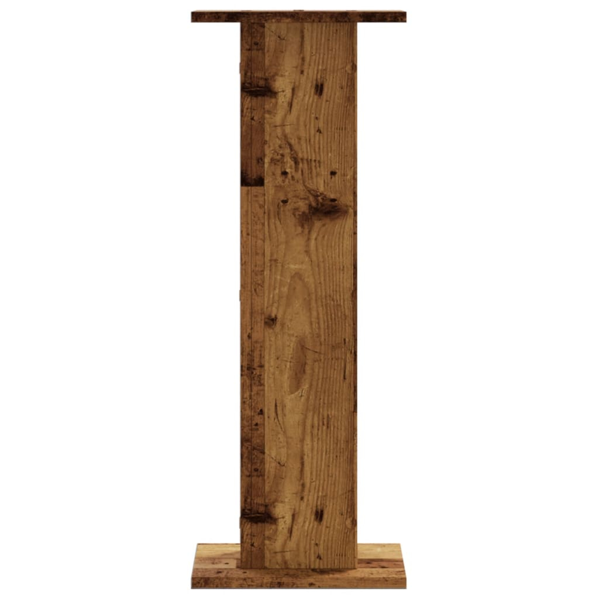 Ein einzelner hölzerner Steher mit zwei horizontalen Brettern oben und unten.
