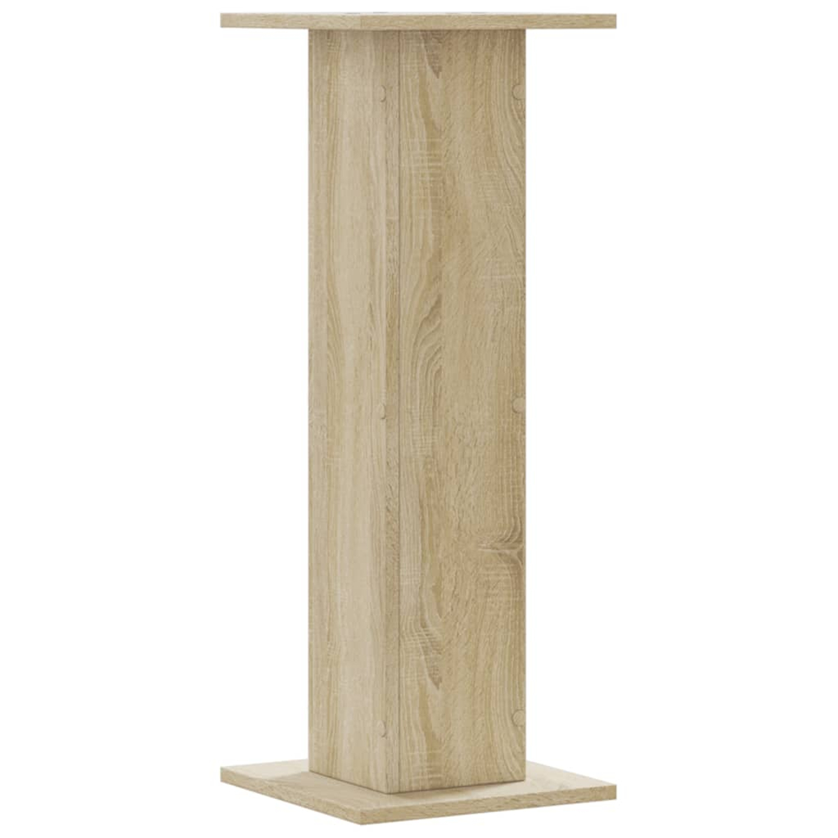 Ein hölzerner Sockel mit Holzmaserung, rechteckig und vertikal.