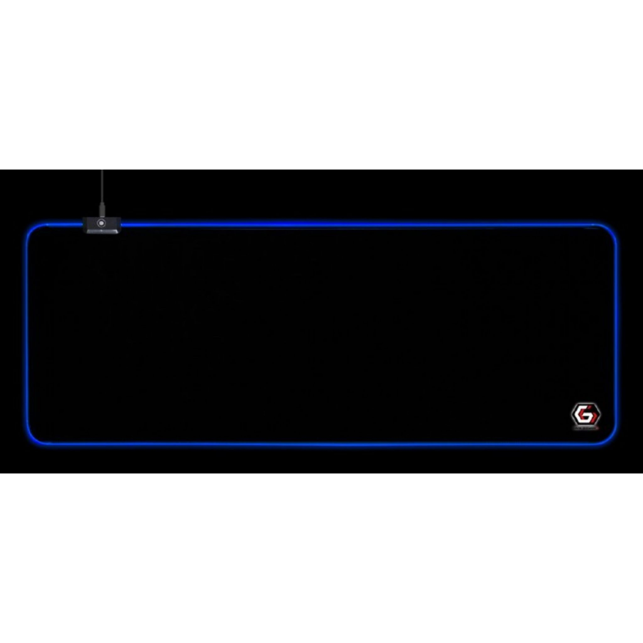 Alfombrilla de ratón negra con iluminación de borde LED azul y logo G.