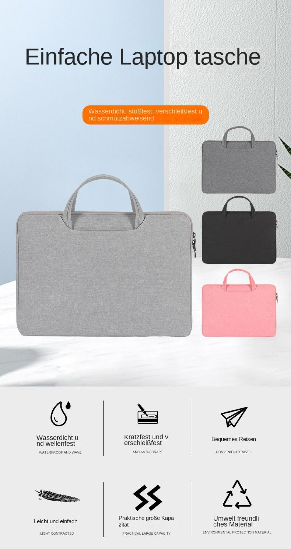 Graue, schwarze und rosa Laptoptaschen, wasserdicht, stoßfest.
