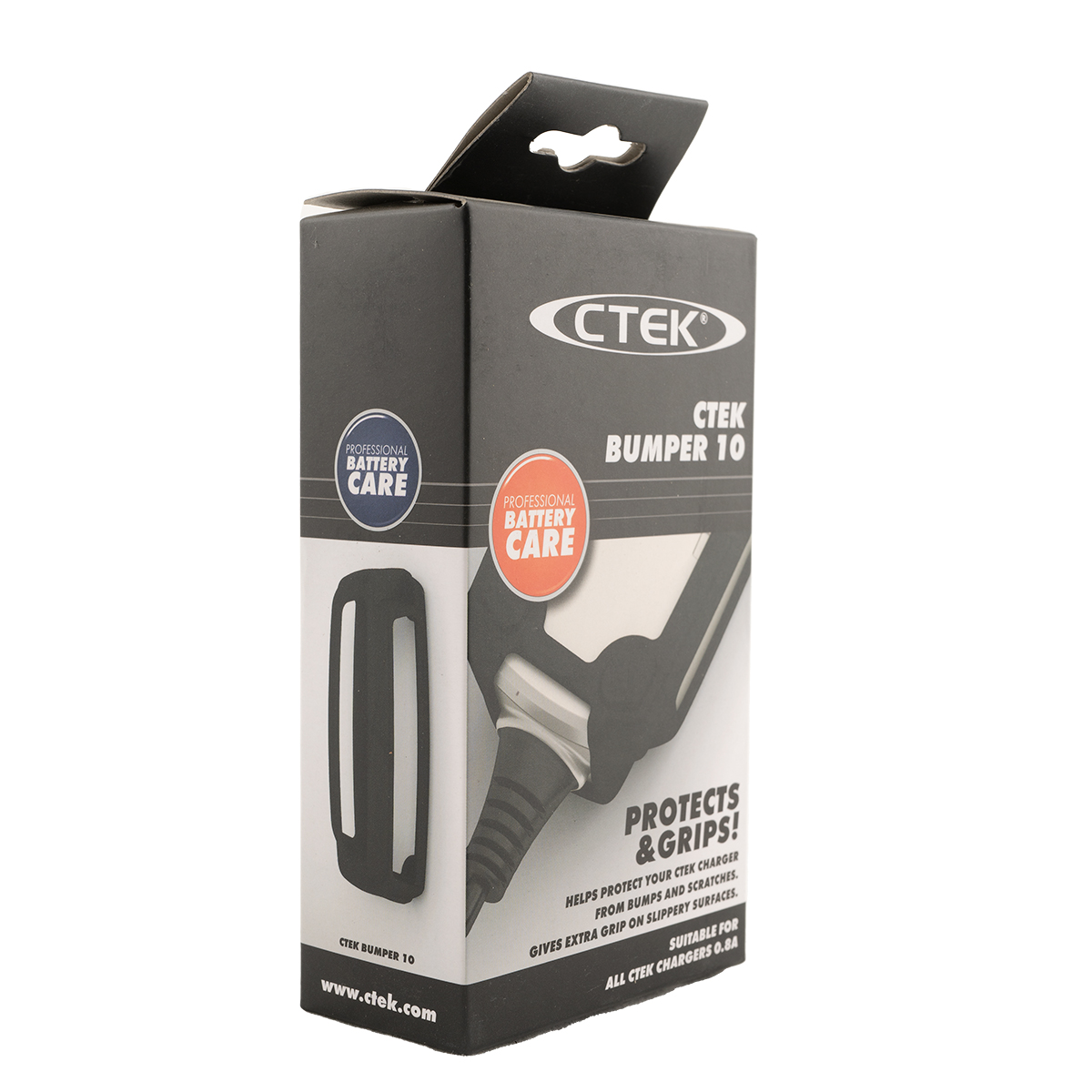 Verpackung für CTEK Bumper 10 mit Bildern und Text.