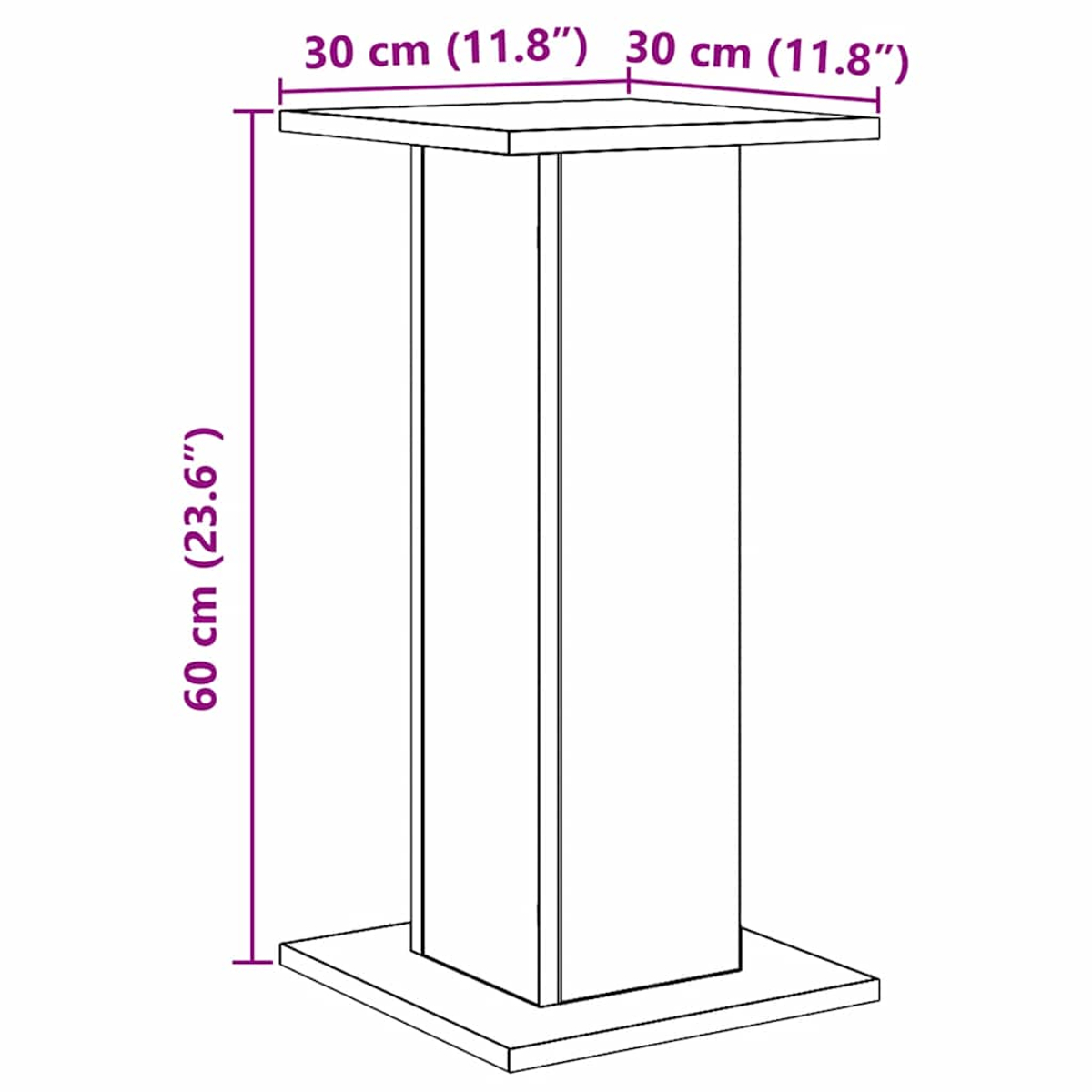 Eine Säule mit den Maßen 60 cm H, 30 cm B und 30 cm T.