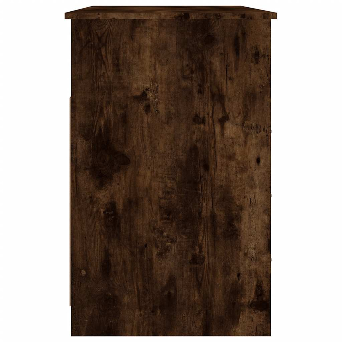 Dunkelbraune Holzmaserung auf einem rechteckigen Objekt mit weißem Hintergrund.