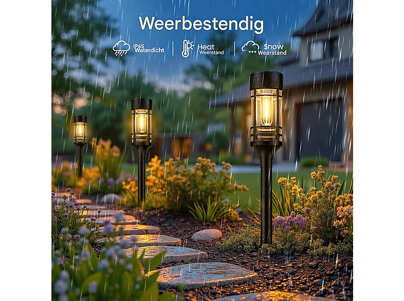 HYMNORA Warmweiß IP65 Langlaufzeit Solar-Gartenleuchte