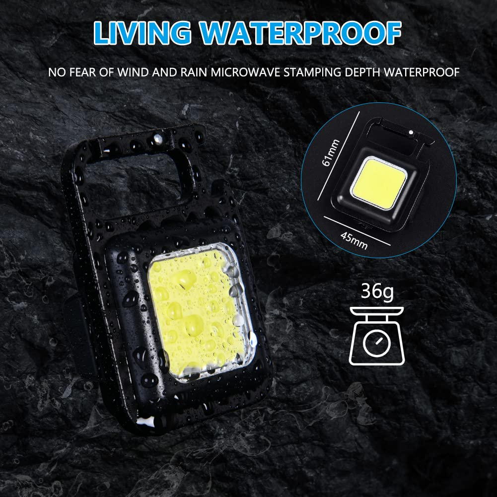 Wasserdichte Lampe mit COB-Licht, Maße 61x45mm, Gewicht 36g.
