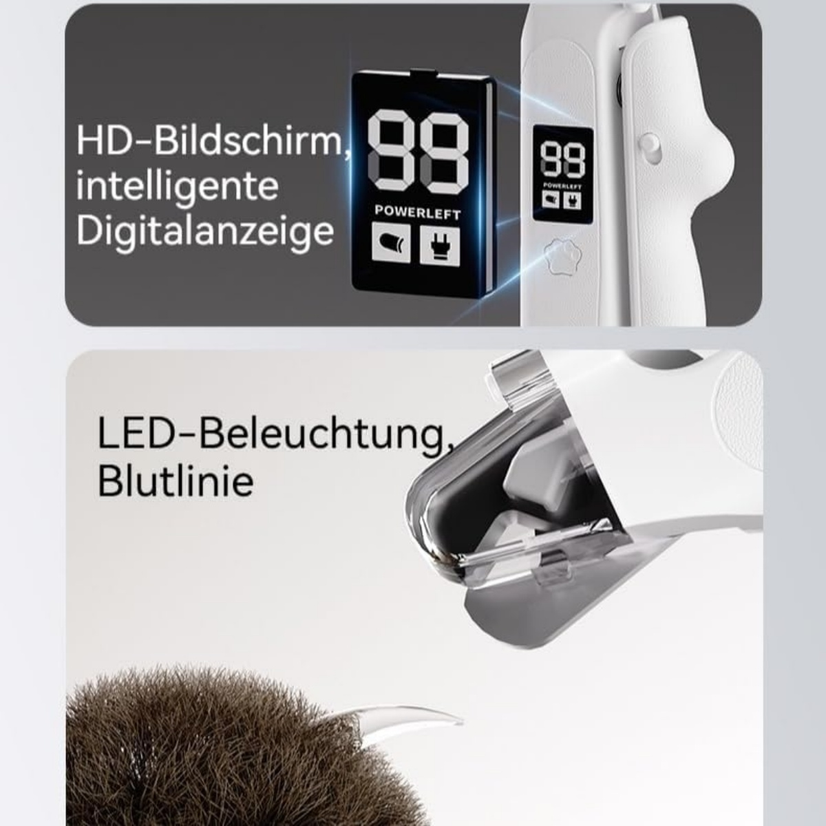 Ein digitaler Nagelknipser mit HD-Bildschirm und LED-Beleuchtung.