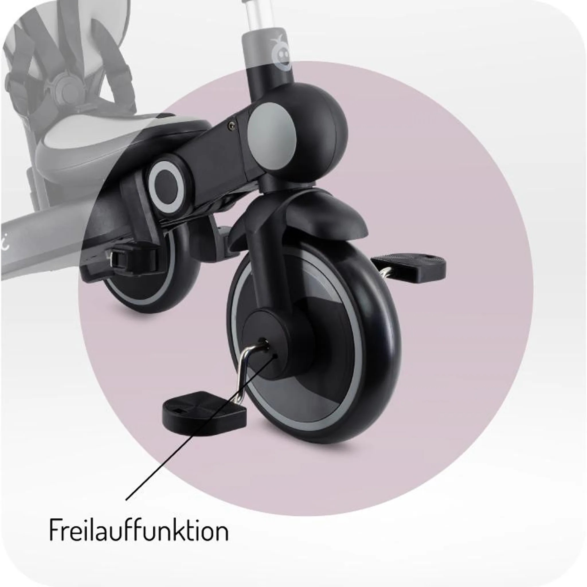 Ein Fahrrad mit einem Pedal und einem Ring um das Rad.