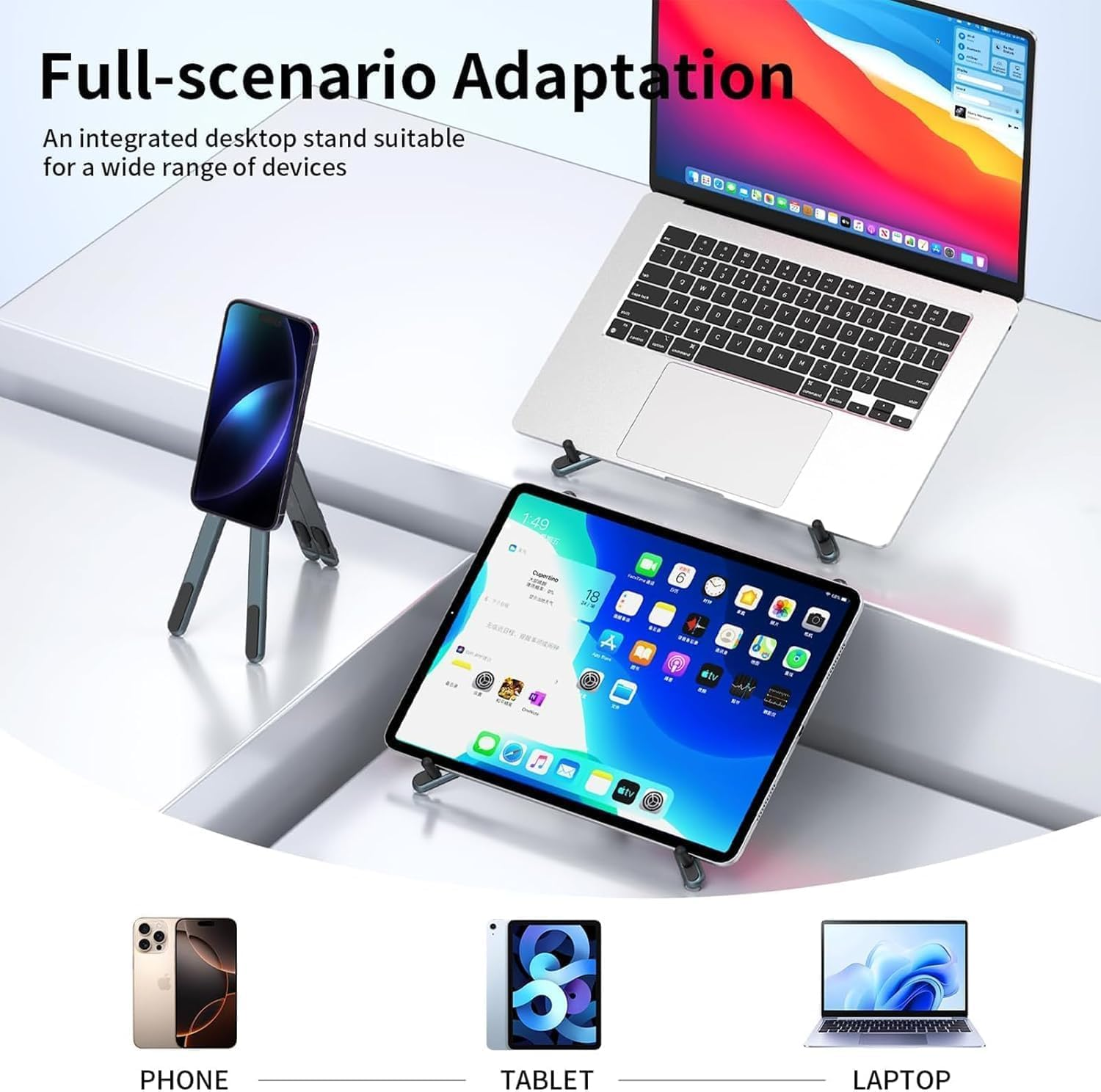 Ein Desktop-Ständer für Handy, Tablet und Laptop mit Voll-Szenario-Anpassung.