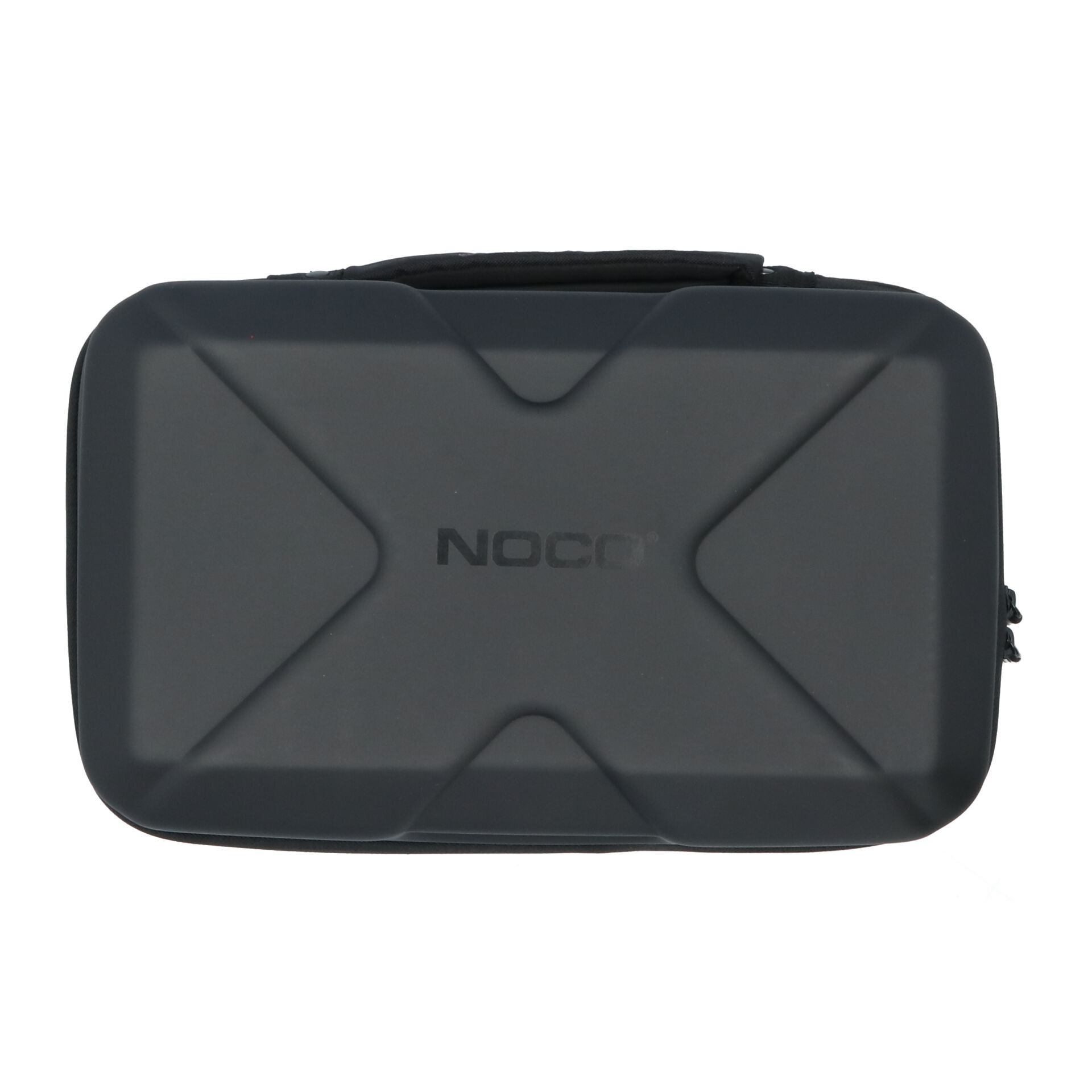 Schwarze Tasche mit X-Muster und NOCO-Logo.