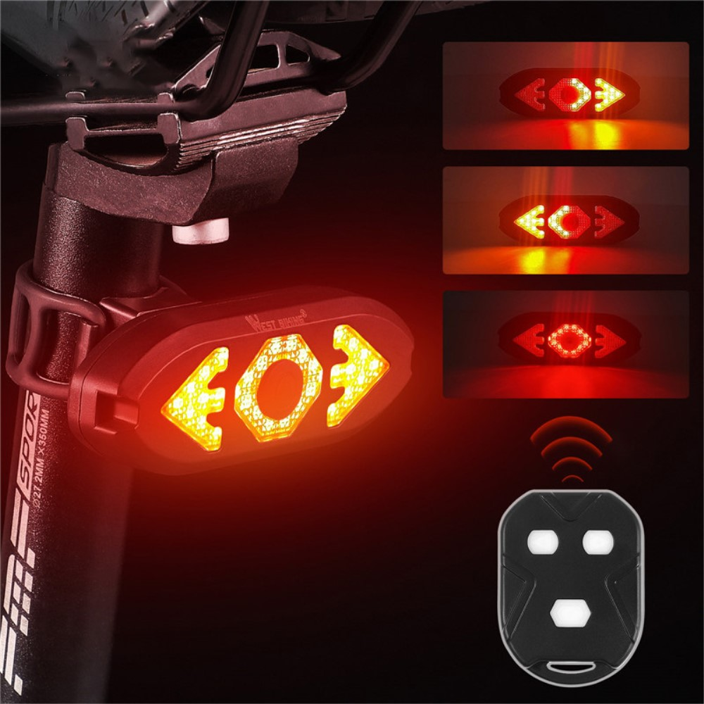 Rücklicht mit Pfeilen und Fernbedienung für Fahrräder.