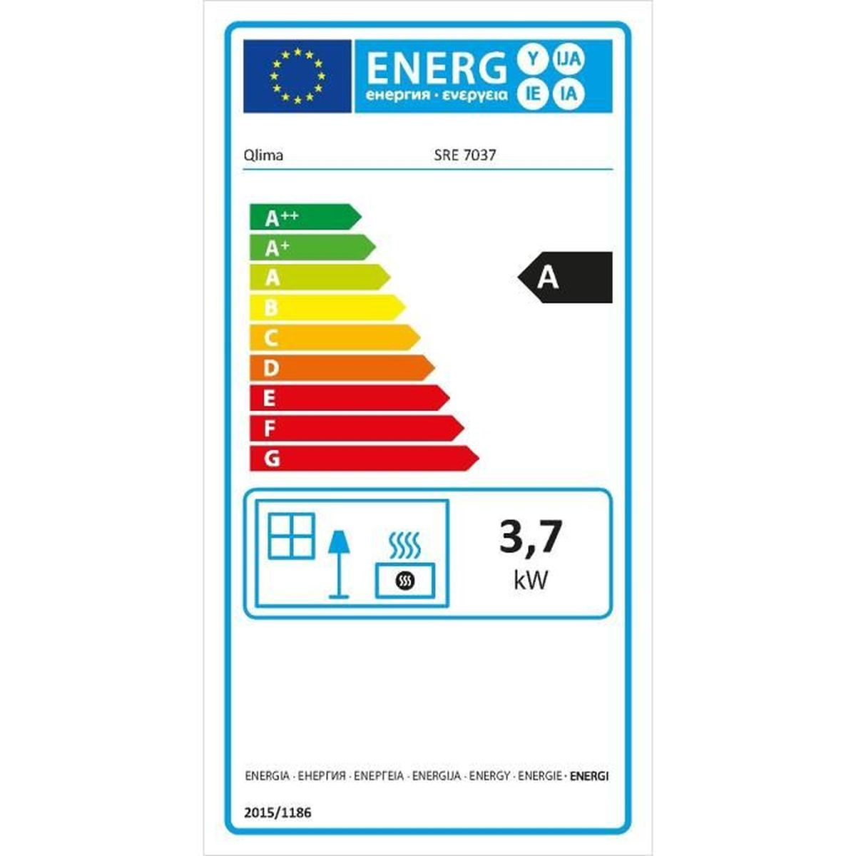 Energielabel mit Effizienzklasse A, Modell SRE 7037 von Qlima.