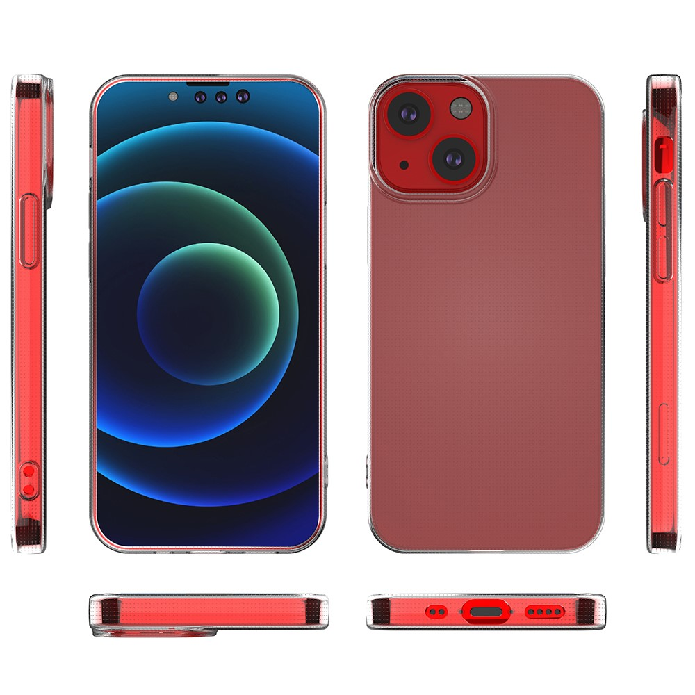 Rote Hülle für ein Smartphone, vorne und hinten gezeigt.