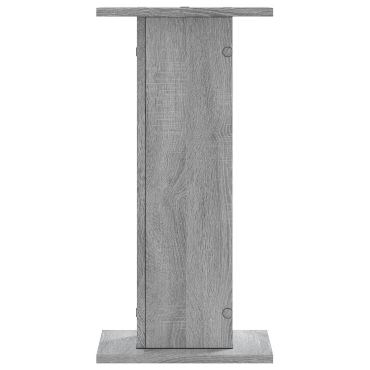Grauer Holzschrank mit vertikaler Tür und schwarzem Griff.