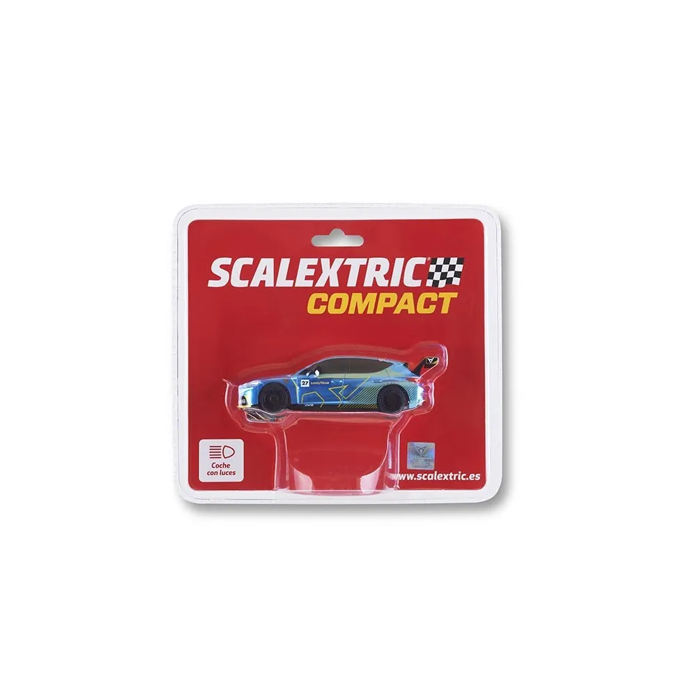 Coche de carreras Scalextric Compact con luces en blíster.