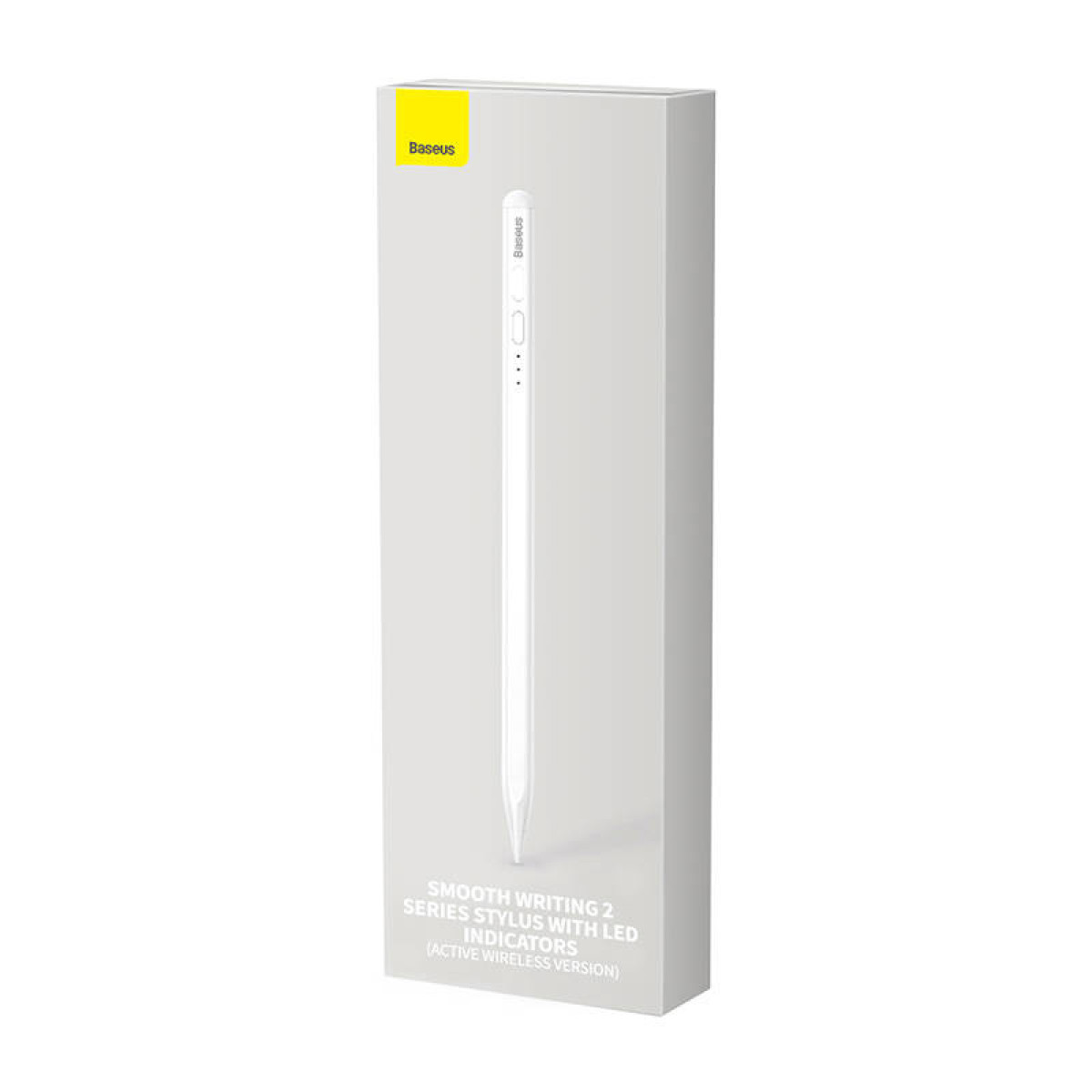 Baseus Stiftbox mit weißem Stift und LED-Anzeigen. Aktive drahtlose Version.