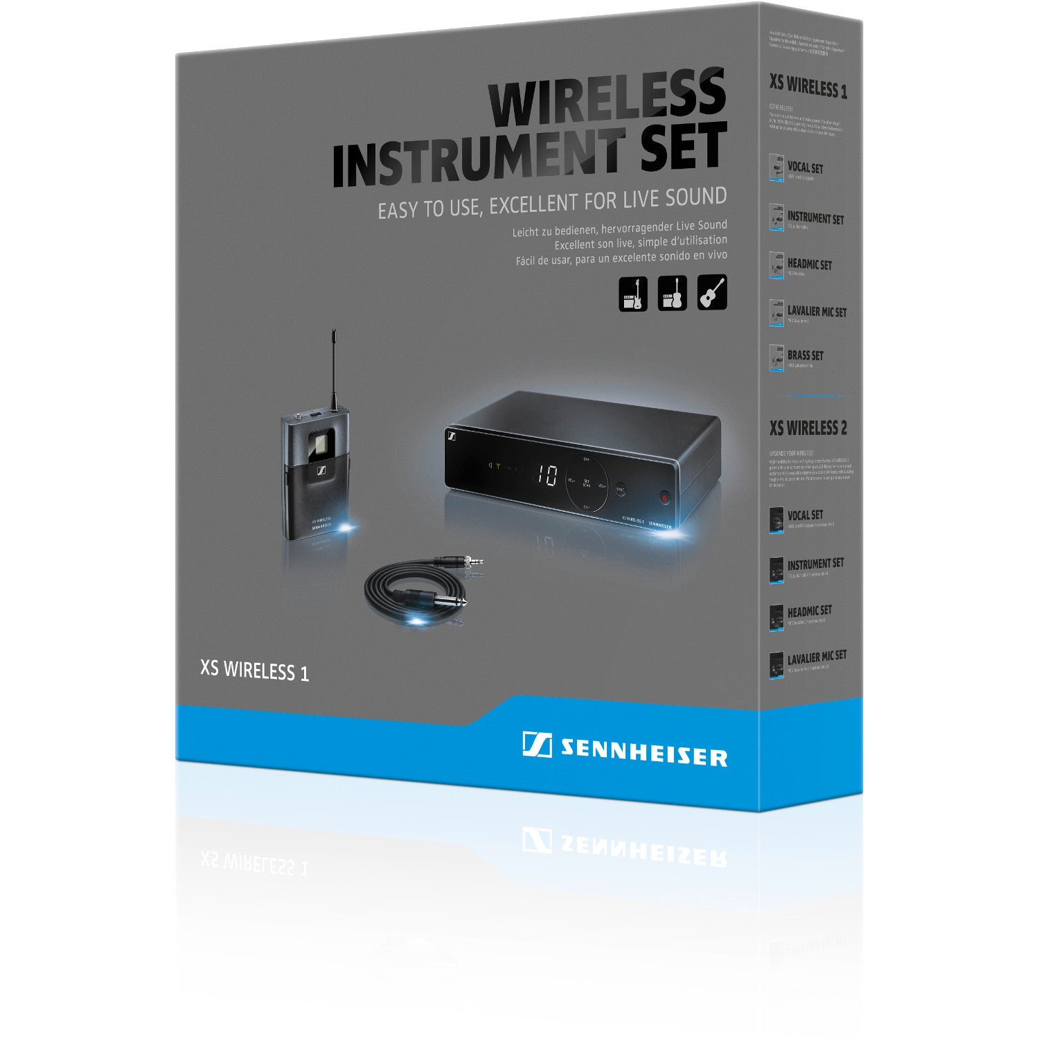 Sennheiser XS Wireless Instrument Set with transmitter, receiver, and cable.