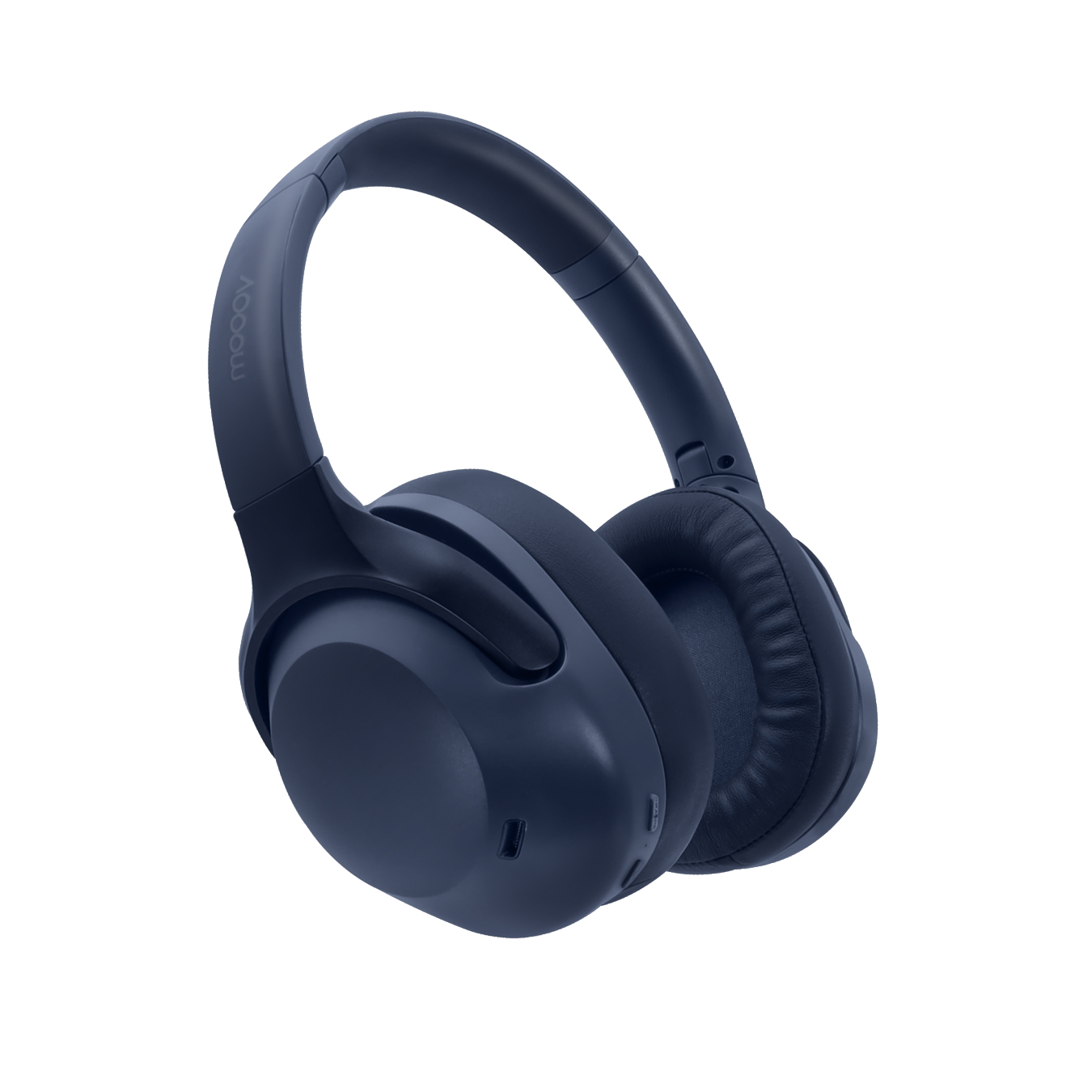 Auriculares circumaurales azul oscuro con almohadillas y diadema.