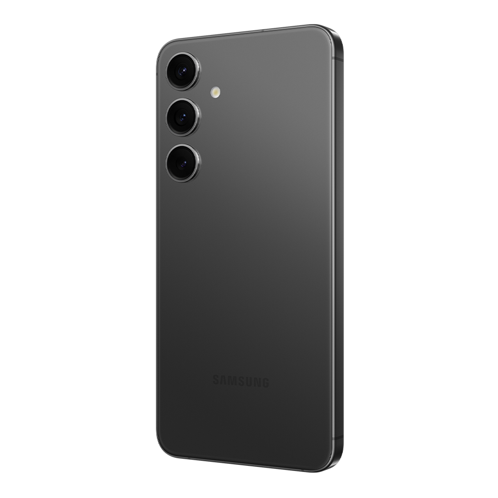 Ciemnoszare smartfon z trzema obiektywami i lampą błyskową.