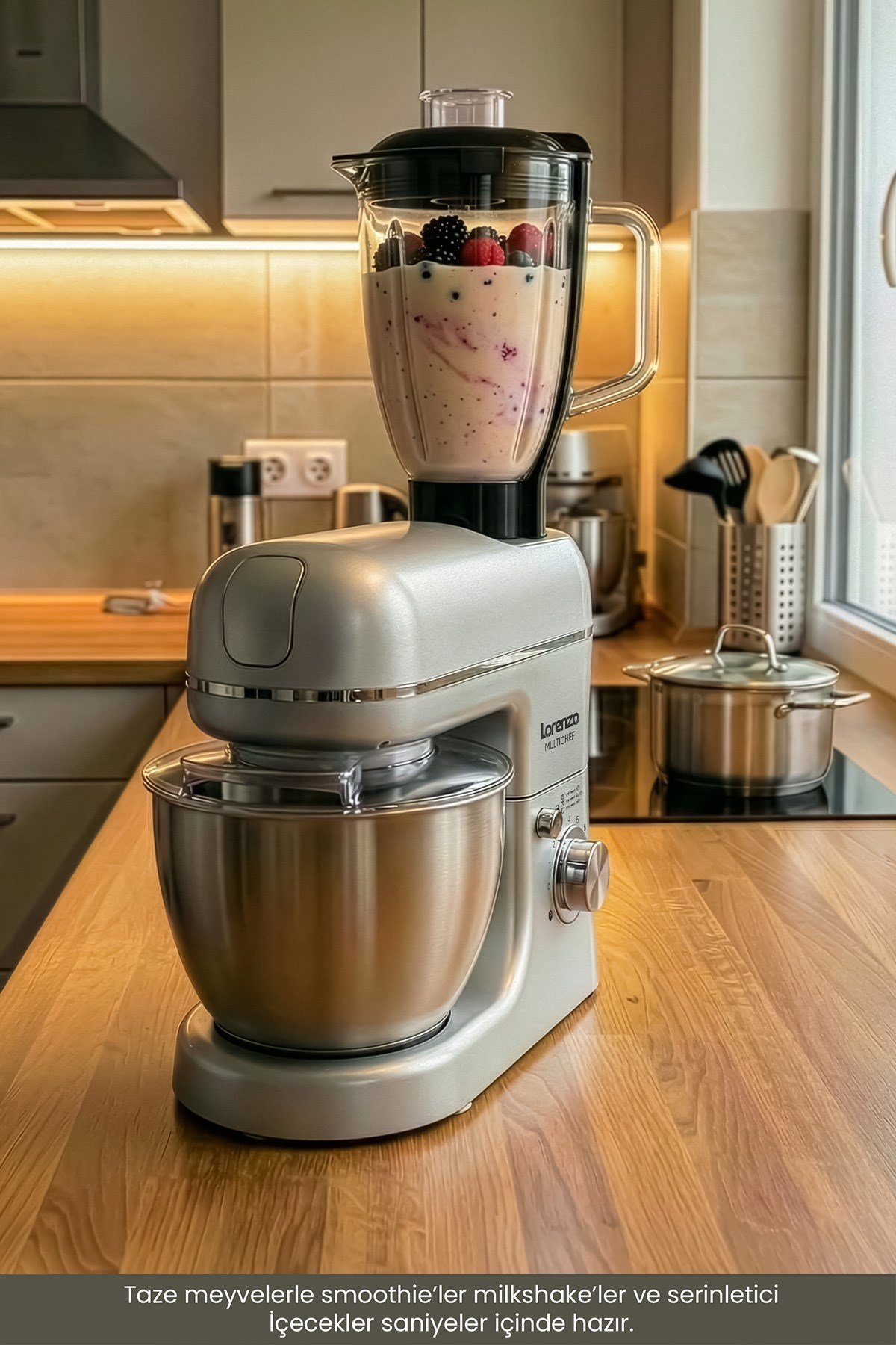 LORENZ Multichef 3'ü 1 Arada Hamur Yoğurma Blender Et Kıyma 1500 W