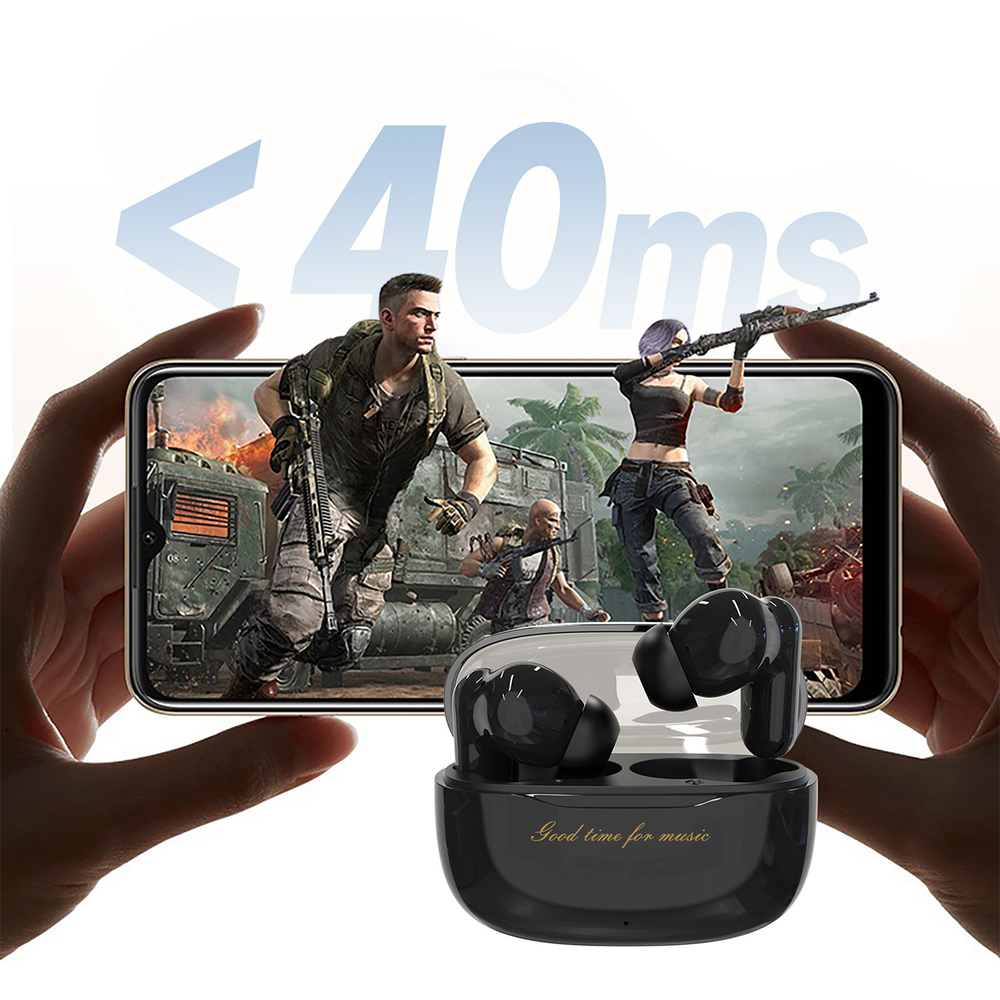 Smartphone zeigt ein Actionspiel mit Soldaten, Kopfhörer daneben.