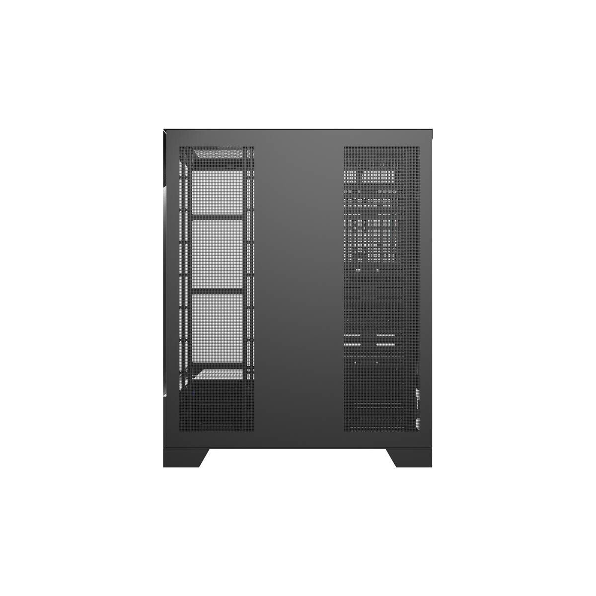 Case del computer nero con griglie di ventilazione sui lati sinistro e destro.