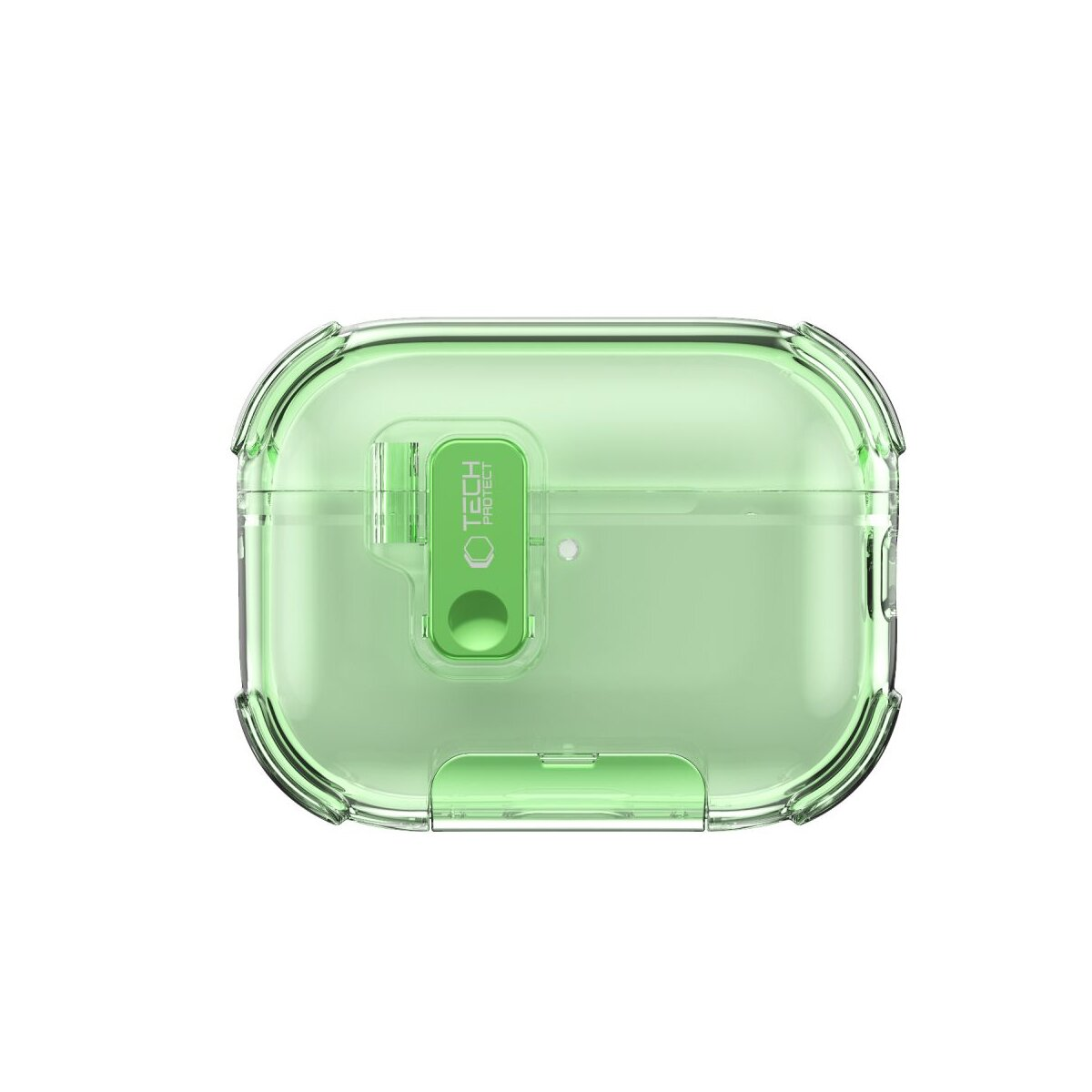 Transparente grüne Hülle für Kopfhörer mit Tech Protect Logo.