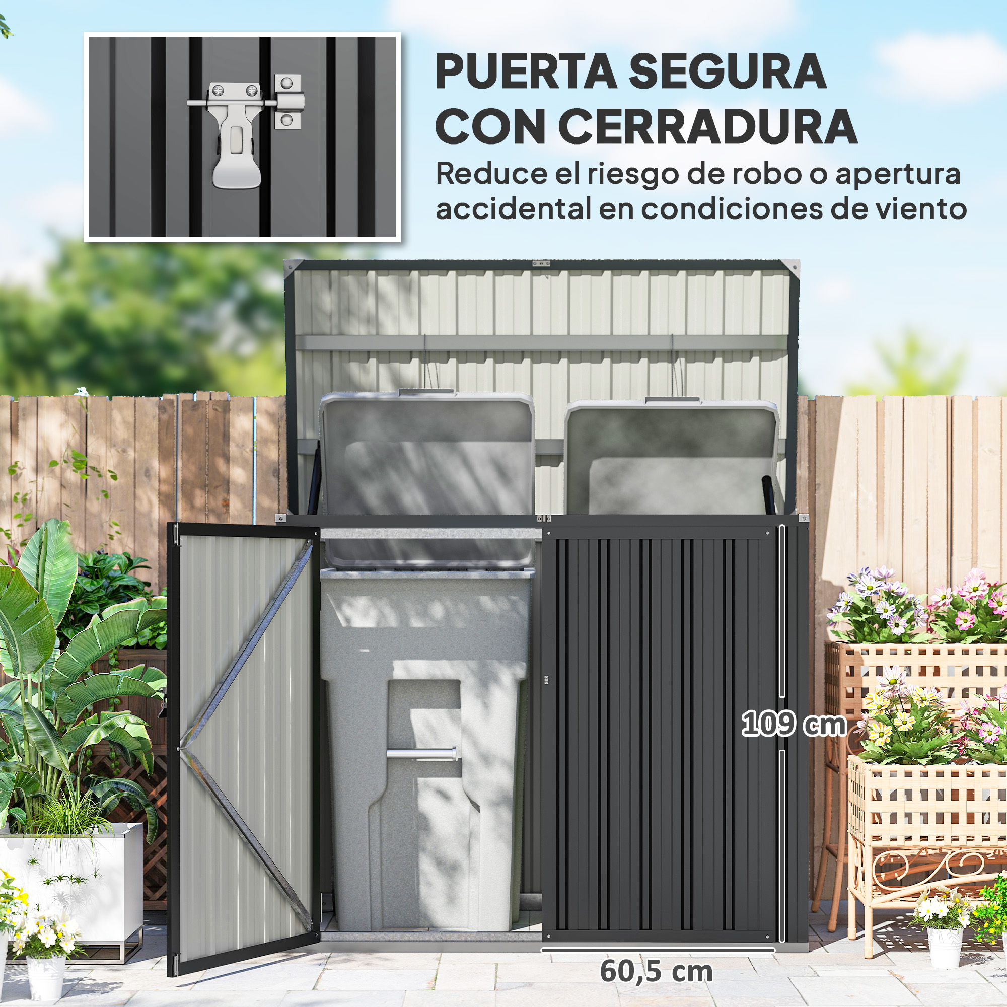 Un armario de almacenamiento con una puerta abierta y una cerradura.