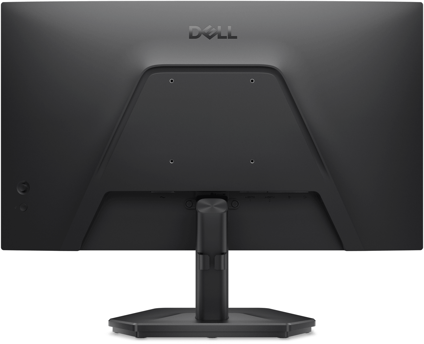 Tył czarnego monitora Dell z portami i podstawką.