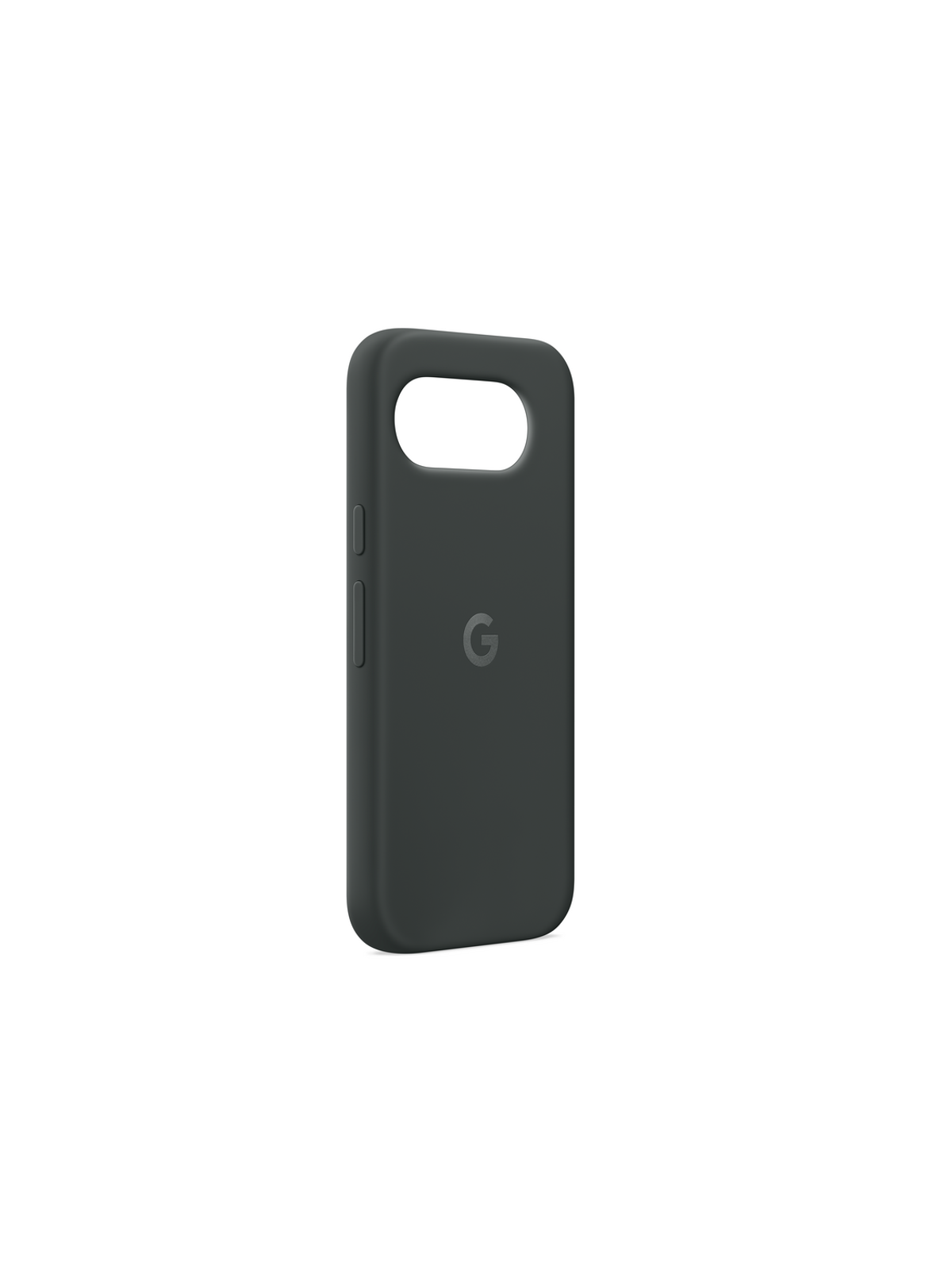 Custodia per telefono grigio scuro con logo Google, su sfondo bianco.