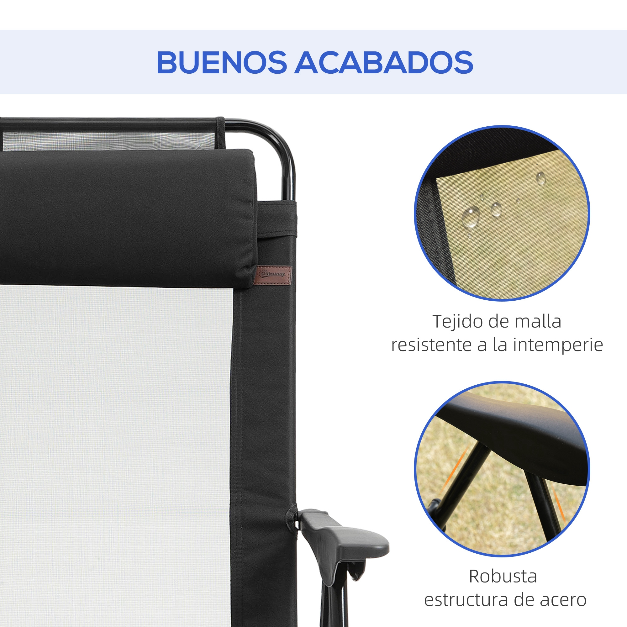 Una silla negra con cojín, tejido de malla resistente y estructura de acero.
