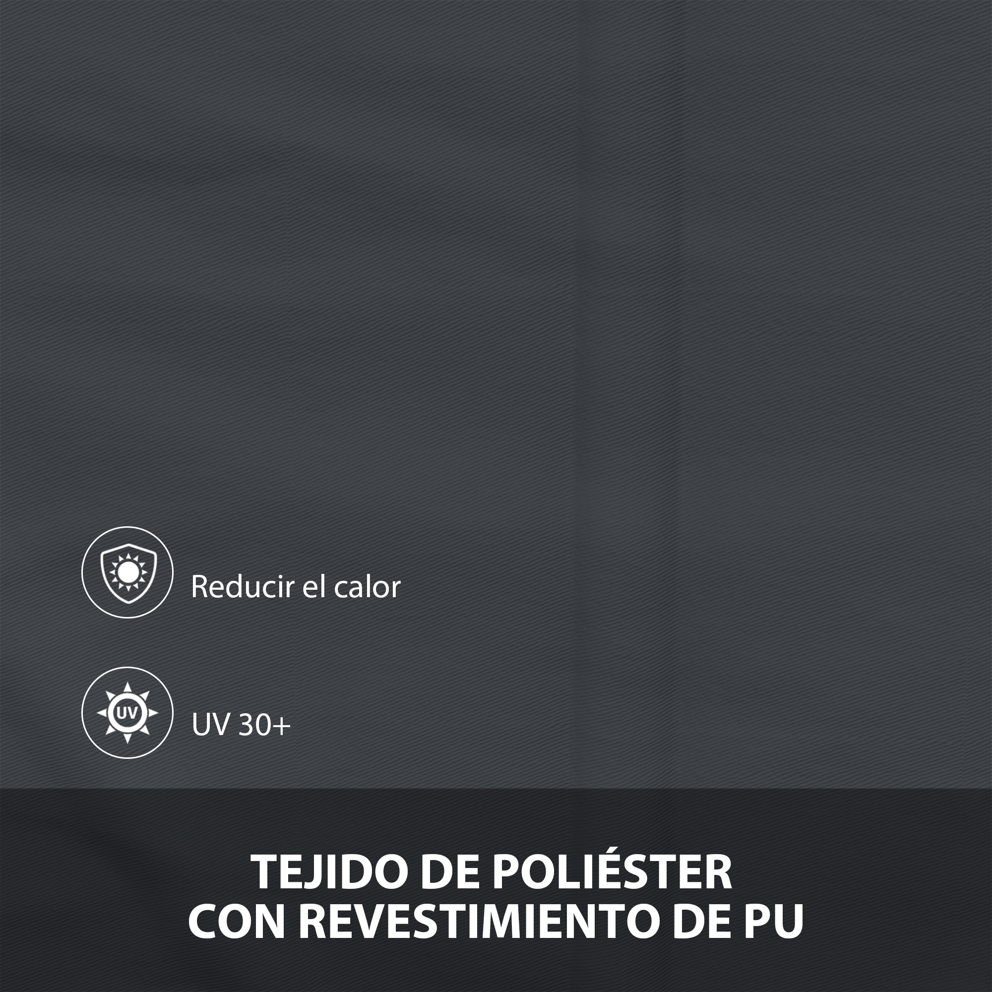 Tejido de poliéster con revestimiento de PU reduce el calor y ofrece protección UV30+.
