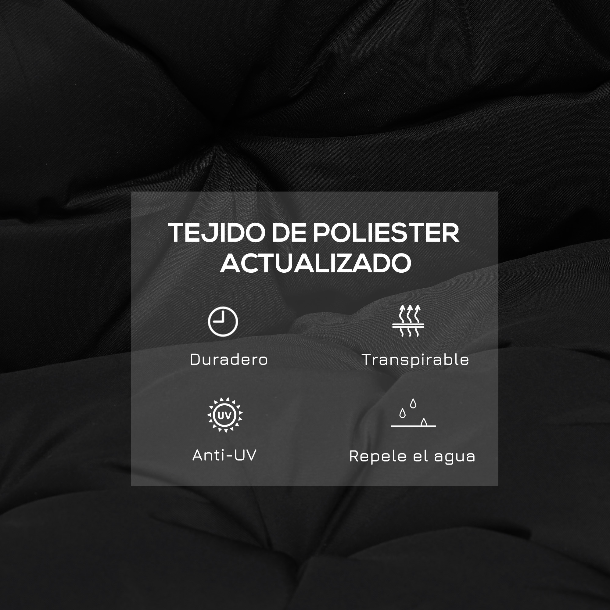 Tejido de poliéster actualizado: duradero, transpirable, anti-UV, repele agua.