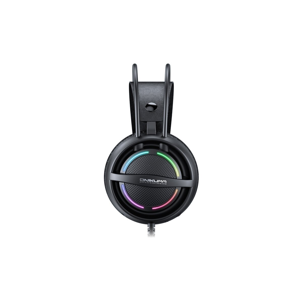 Schwarzer ONIKUMA Gaming-Kopfhörer mit RGB-Beleuchtung an den Ohrmuscheln.