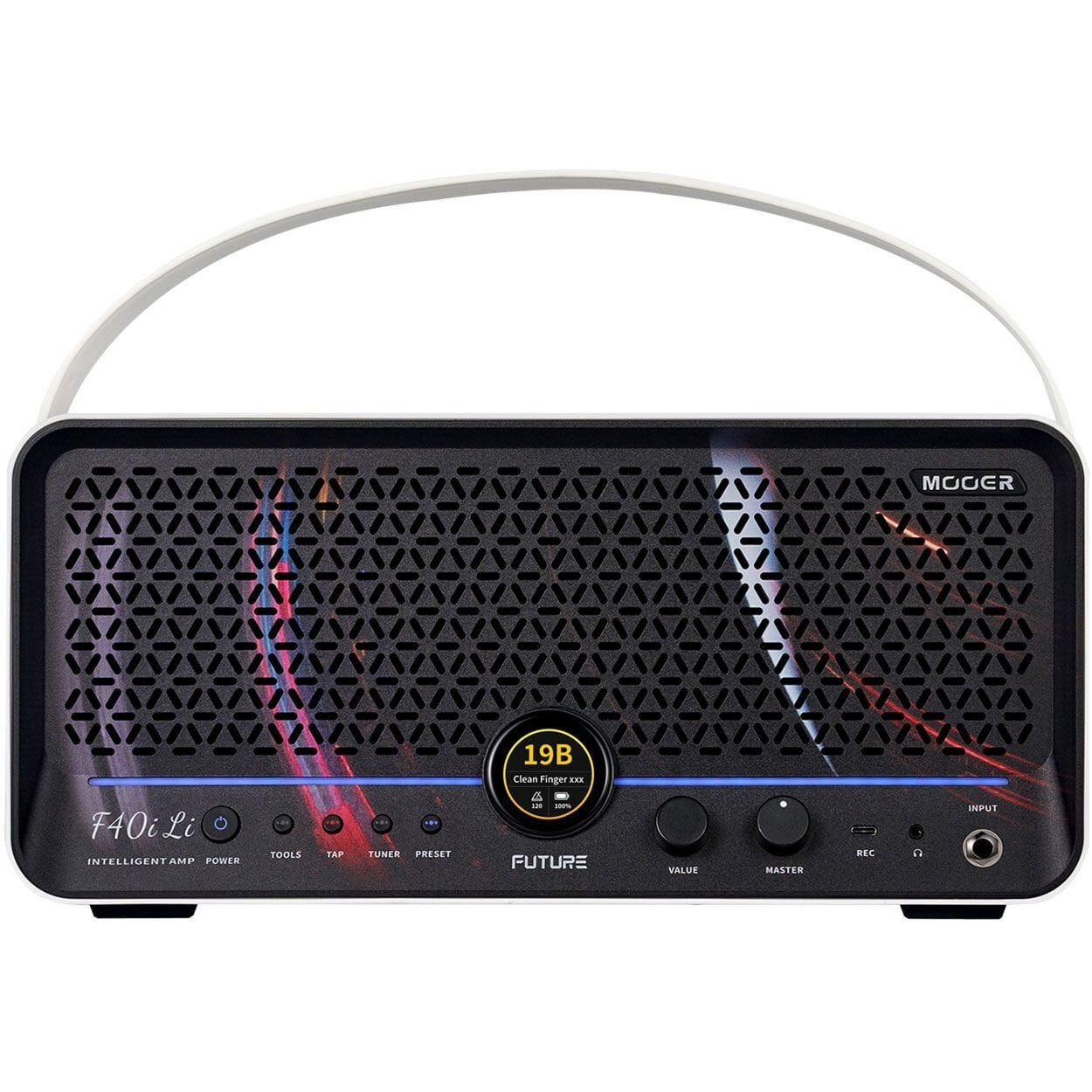 MOOERF40iLI/WSR Future Şarjlı 40W Stereo Akıllı Gitar Amfisi White Stellar Ring