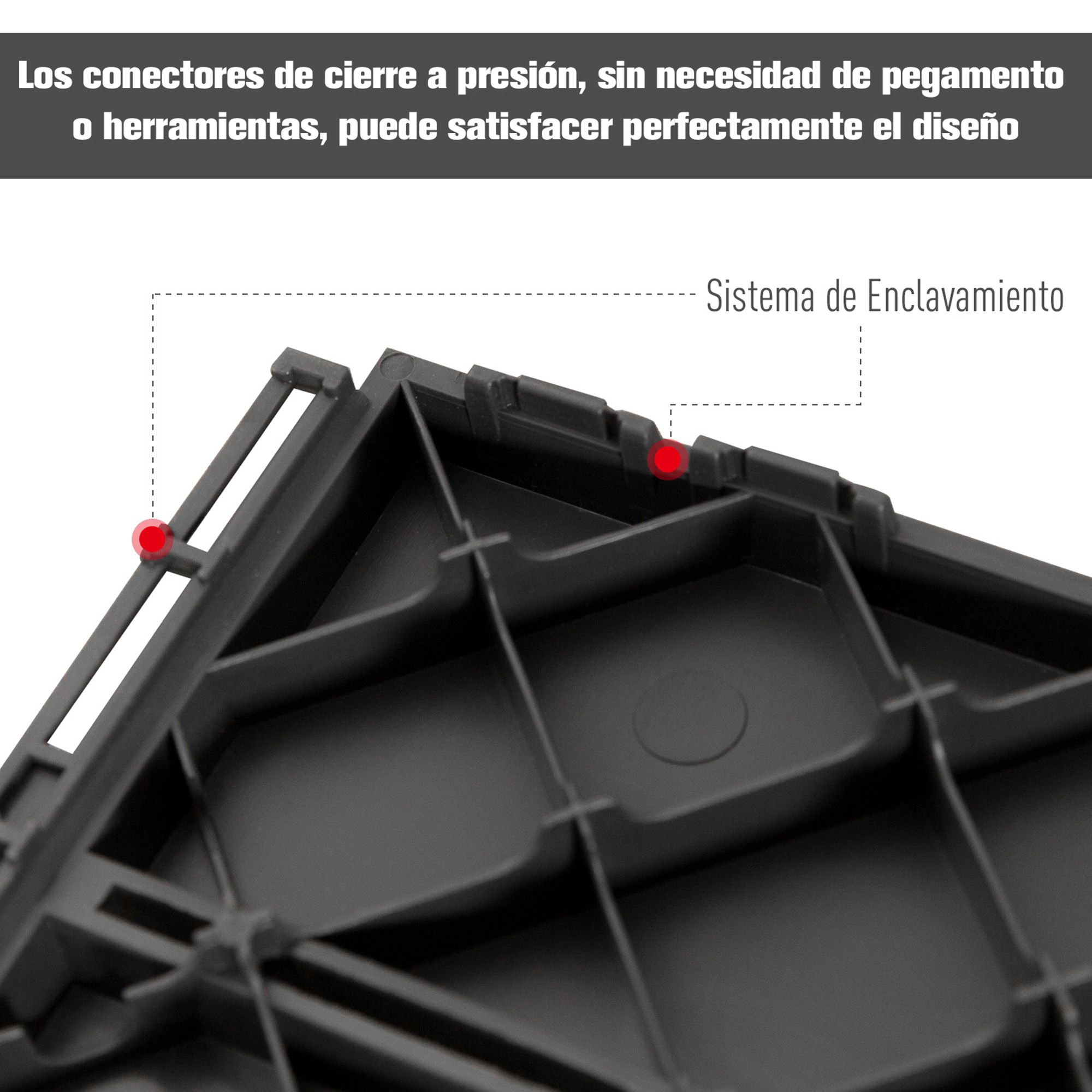 Conector de plástico negro a presión, no necesita pegamento.