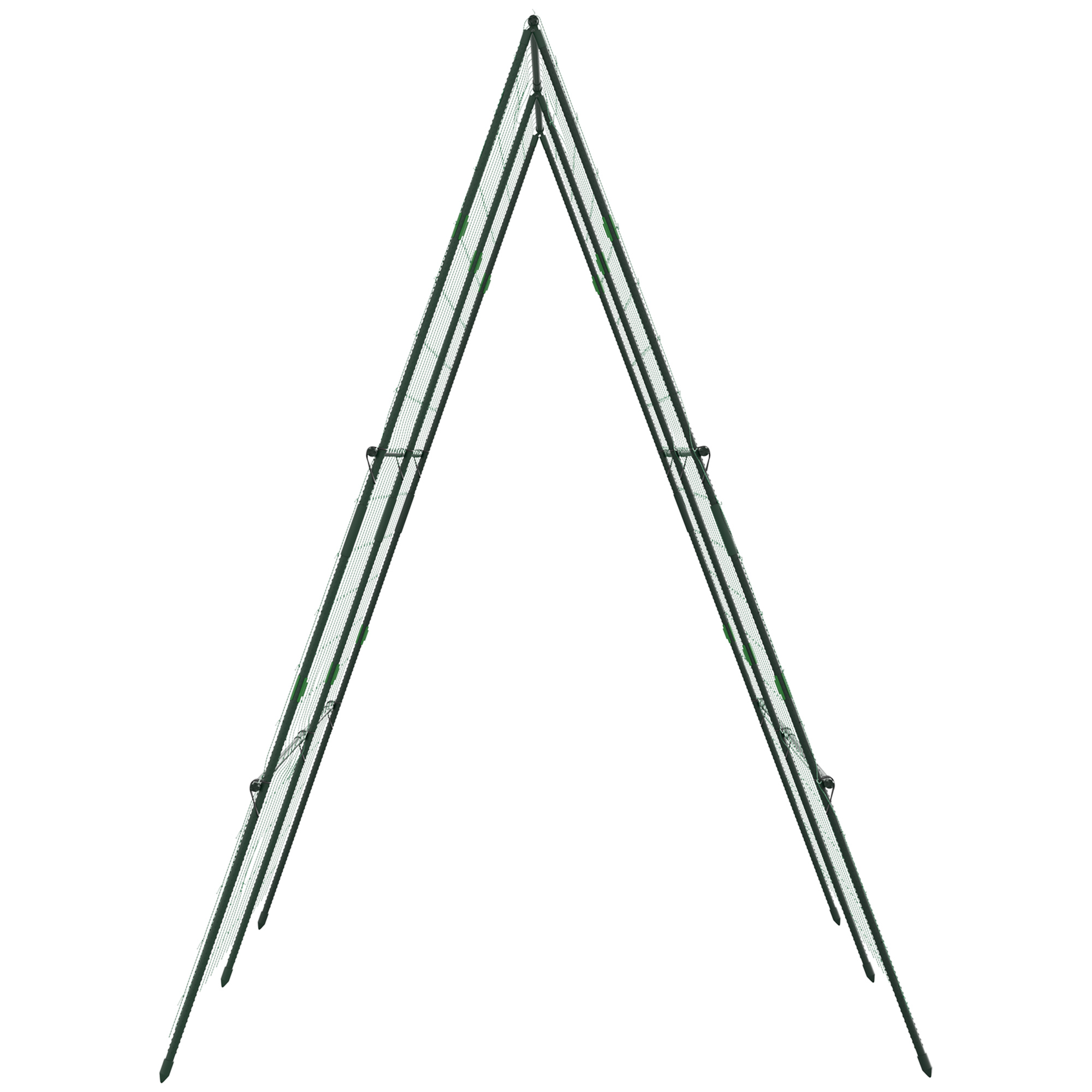 Una celosía verde en forma de A, aislada sobre fondo blanco.