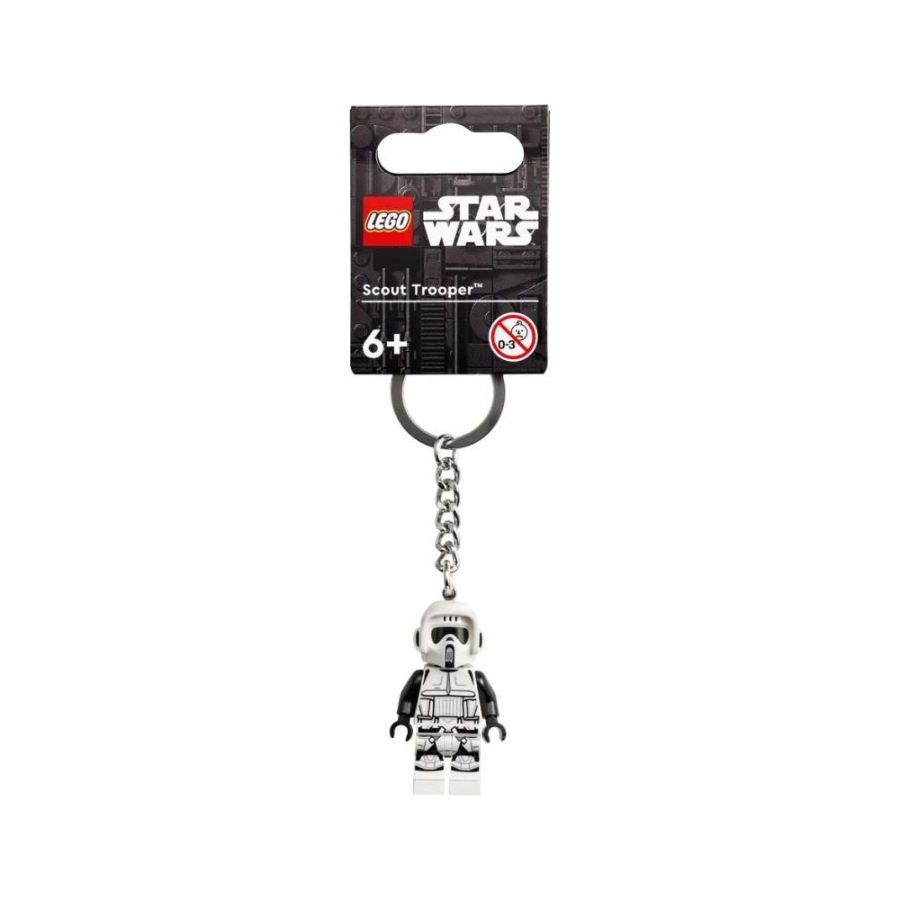 Gümüş kasklı ve zırhlı Lego Star Wars Scout Trooper anahtarlık.
