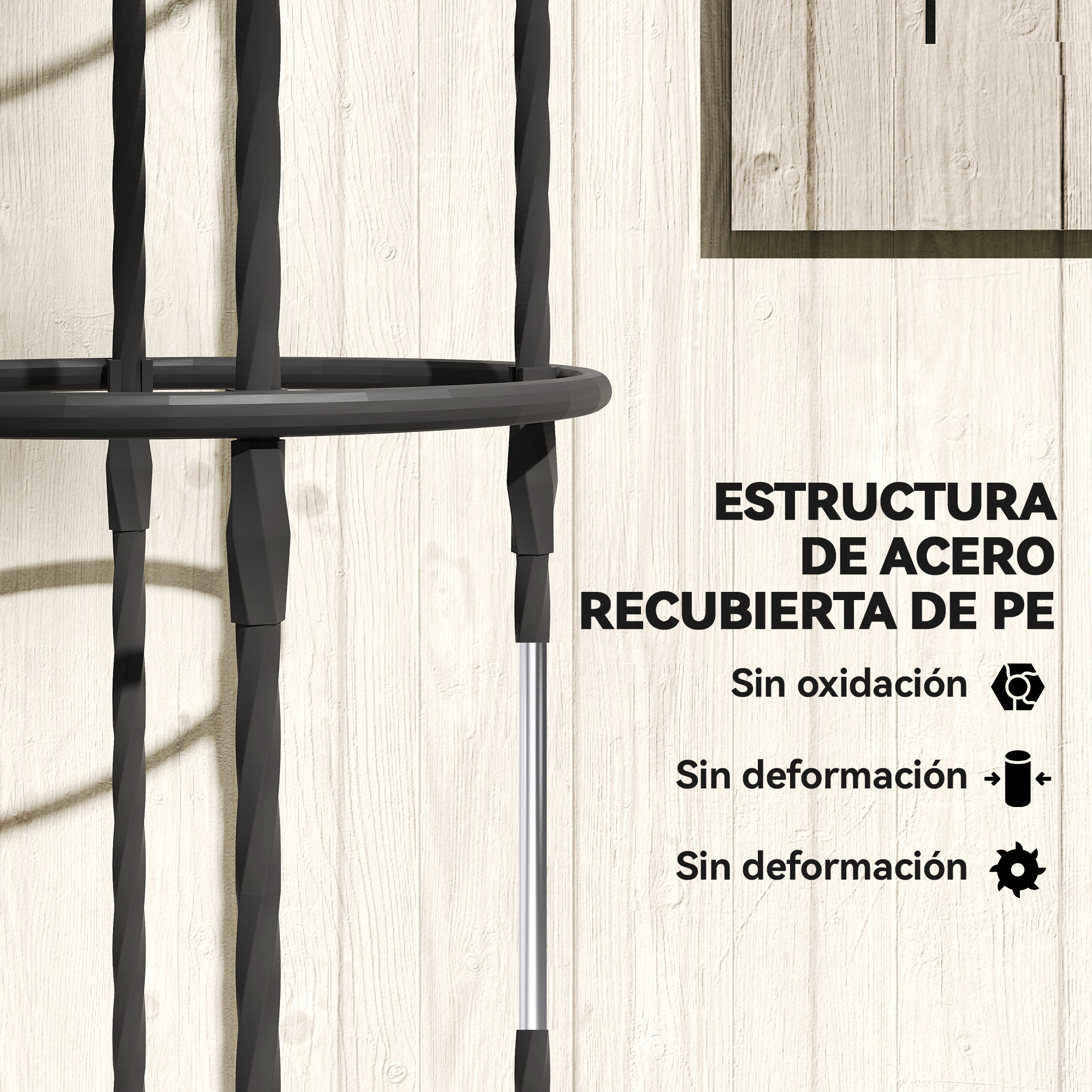 Estructura de acero con recubrimiento de PE, antioxidante.