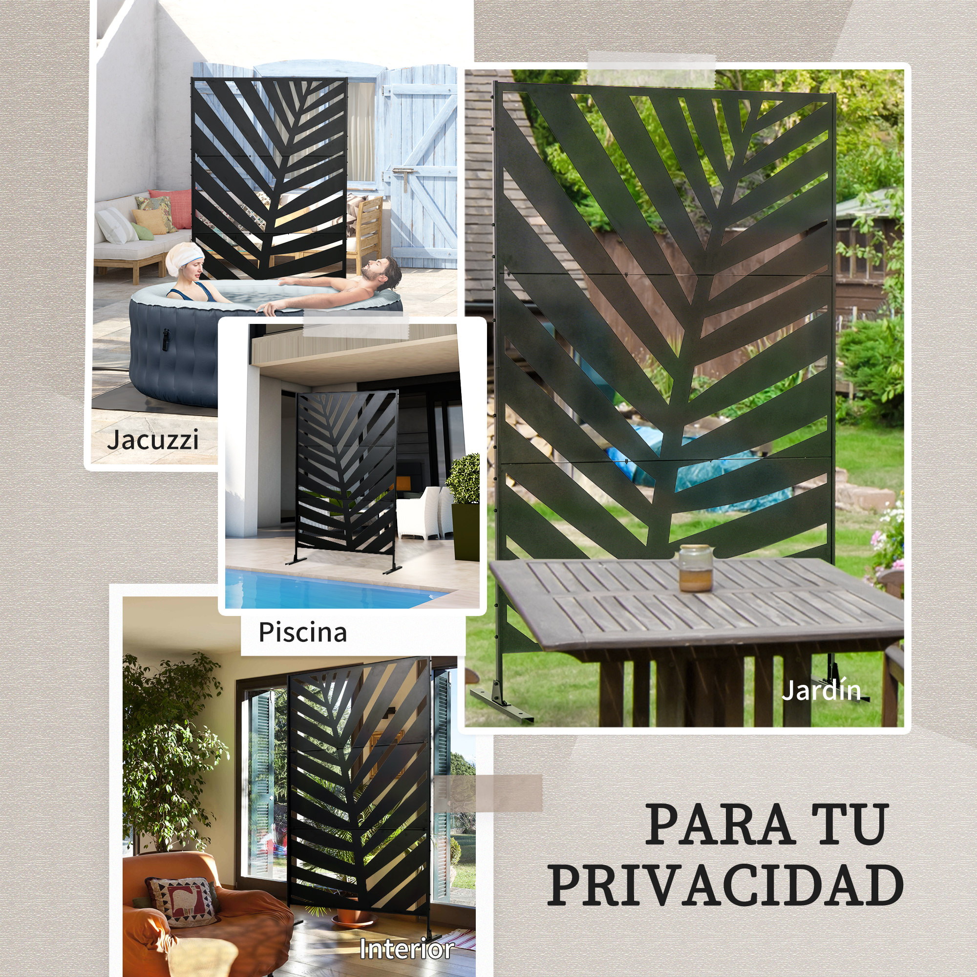 Paneles decorativos de privacidad para jacuzzi, piscina, jardín e interior.