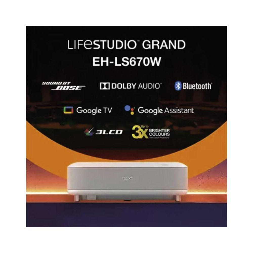 Un projecteur blanc avec le texte "LIFESTUDIO GRAND EH-LS670W".
