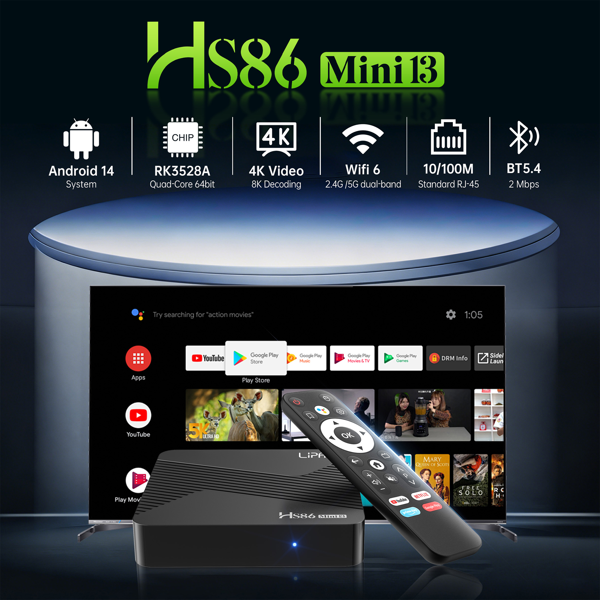 LIPA HS96 Mini Tv box 32 Mediaspeler | MediaMarkt