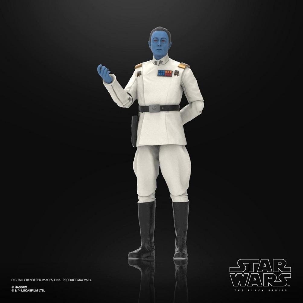 Figura de acción de hombre de piel azul con uniforme blanco y botas negras.