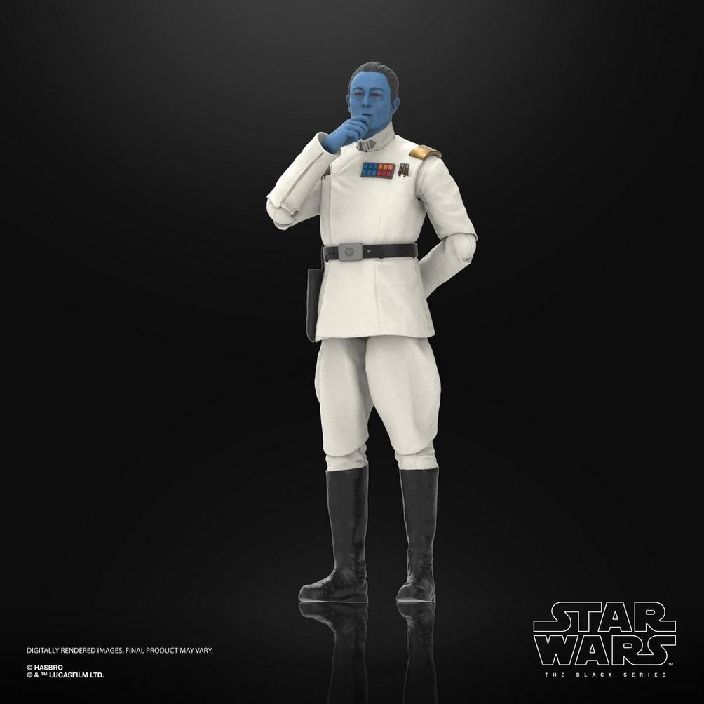 Una figura de piel azul con uniforme blanco y medallas se alza pensativa.