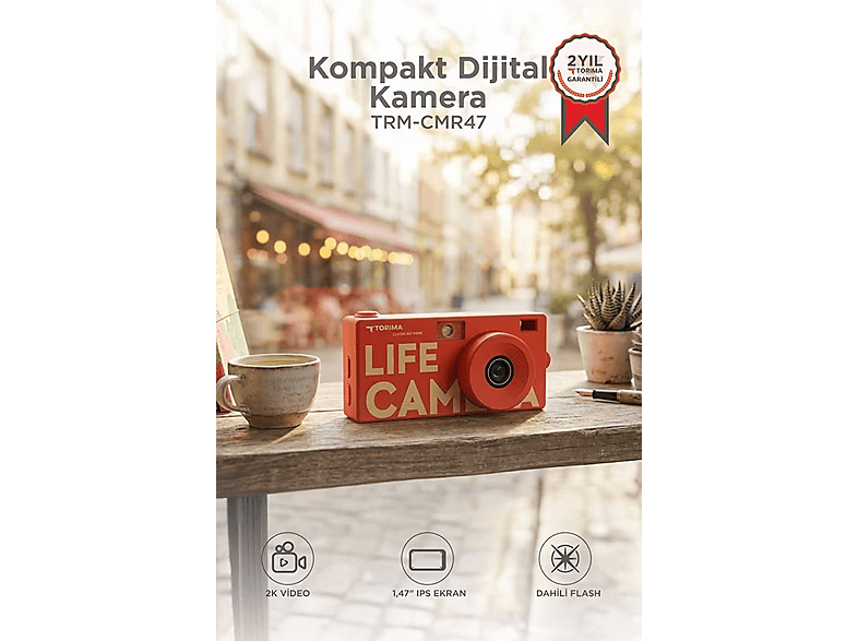 TORIMA Life ÜSelfie Video Vlog Kamerası Mini Fotoğraf Makinesi CMR47 R Dijital Kamera Kırmızı