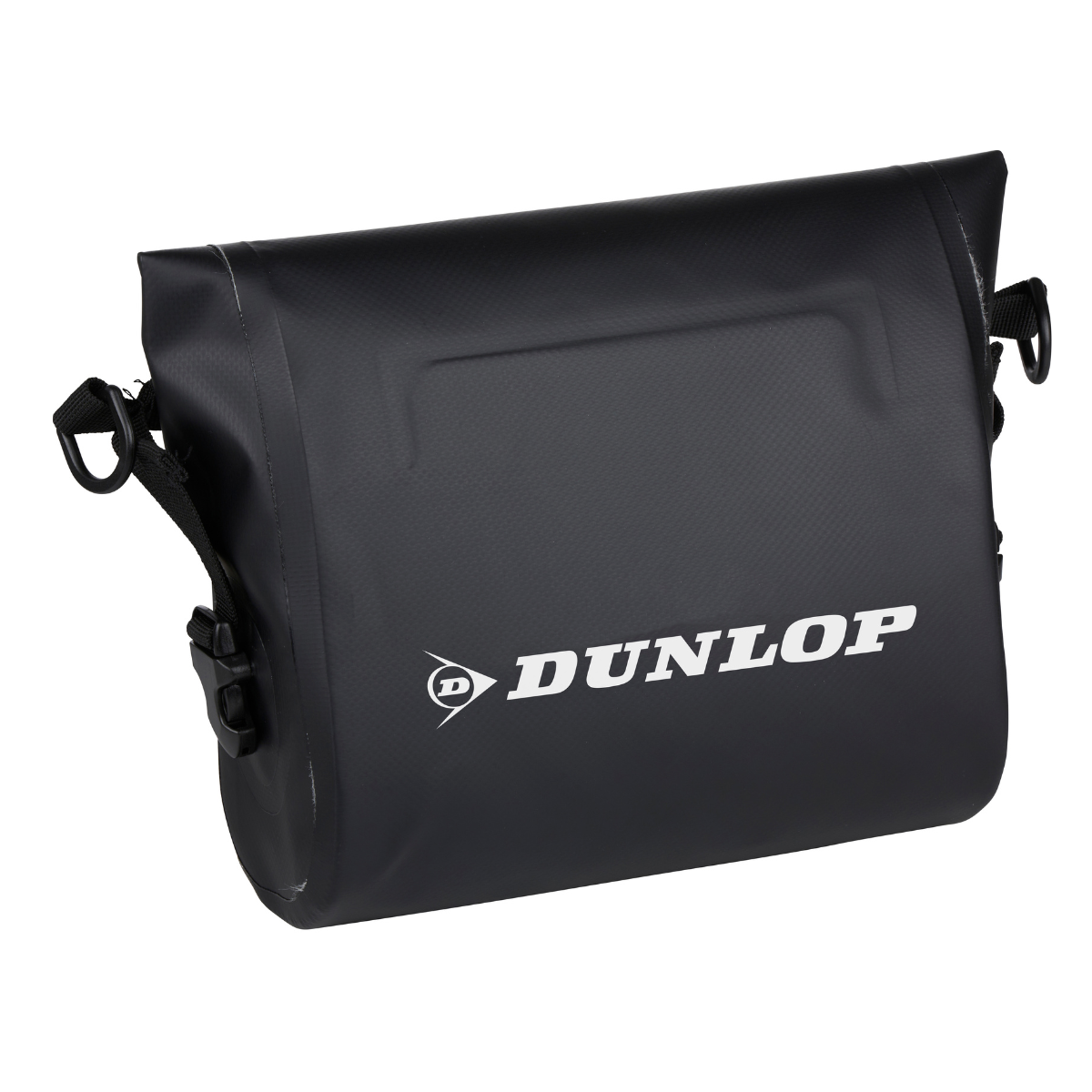 Sac noir étanche Dunlop avec fermeture à boucle et sangles.
