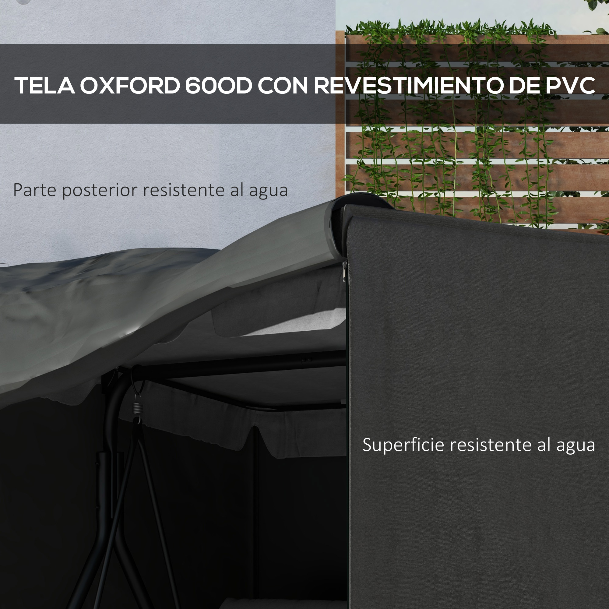 Tela gris oscura para cubierta de columpio con pared de madera
