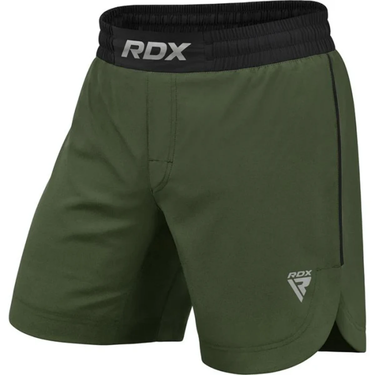 Short RDX vert avec ceinture et logo noirs. Un design sportif moderne.