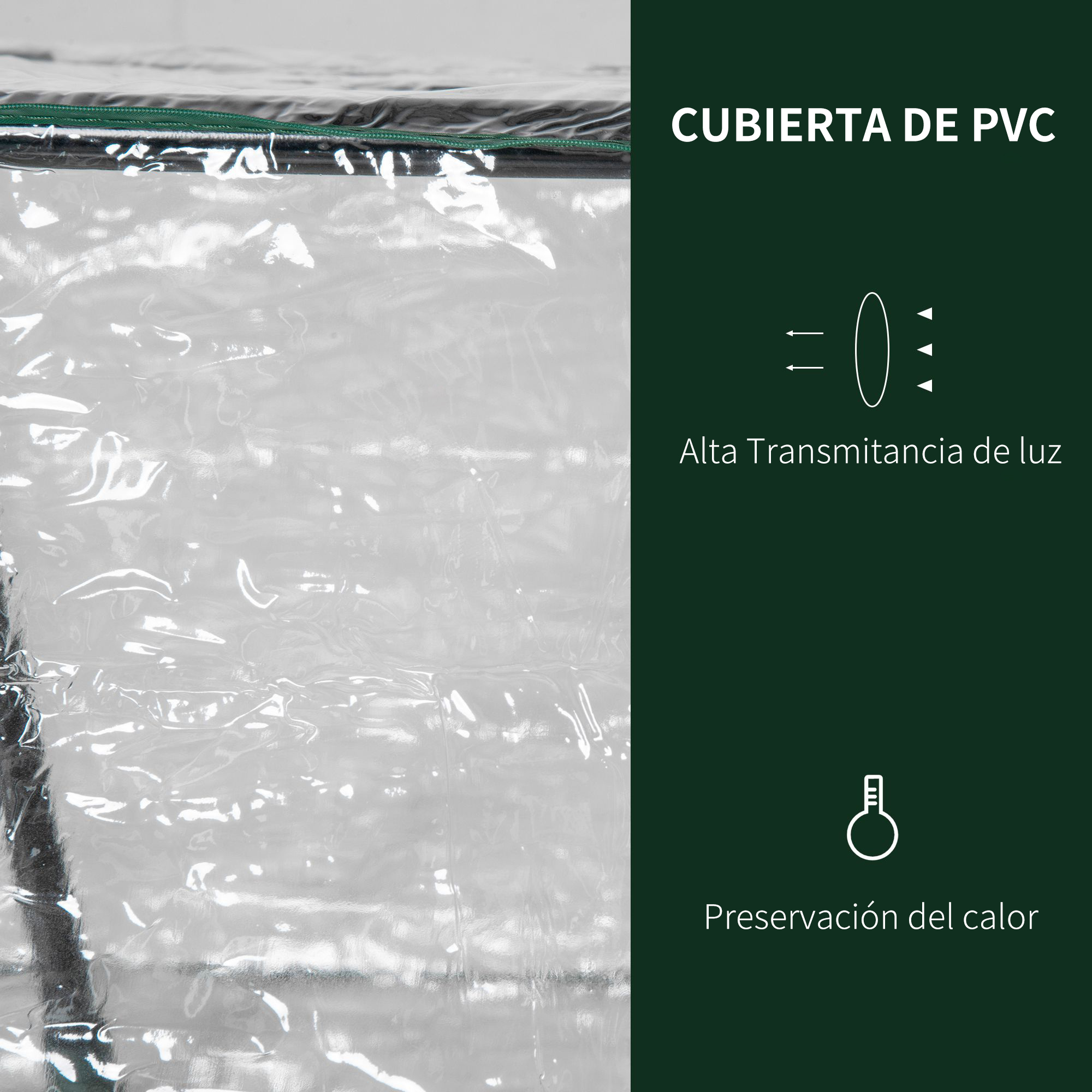Cubierta de PVC con alta transmitancia de luz y preservación del calor.