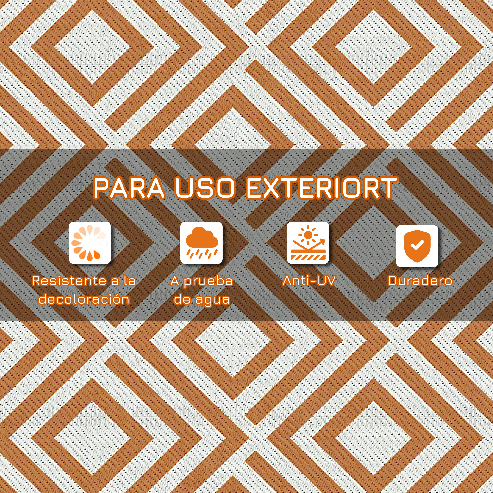 Para uso exterior: Resistente a la decoloración, impermeable, anti-UV, duradero.